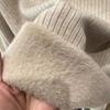 Women Half Turtleneck Plus Velvet Thicken Sweaters Winter Casual Fleece Lined Soft Pullover Warm Long Sleeve Knitted Tops