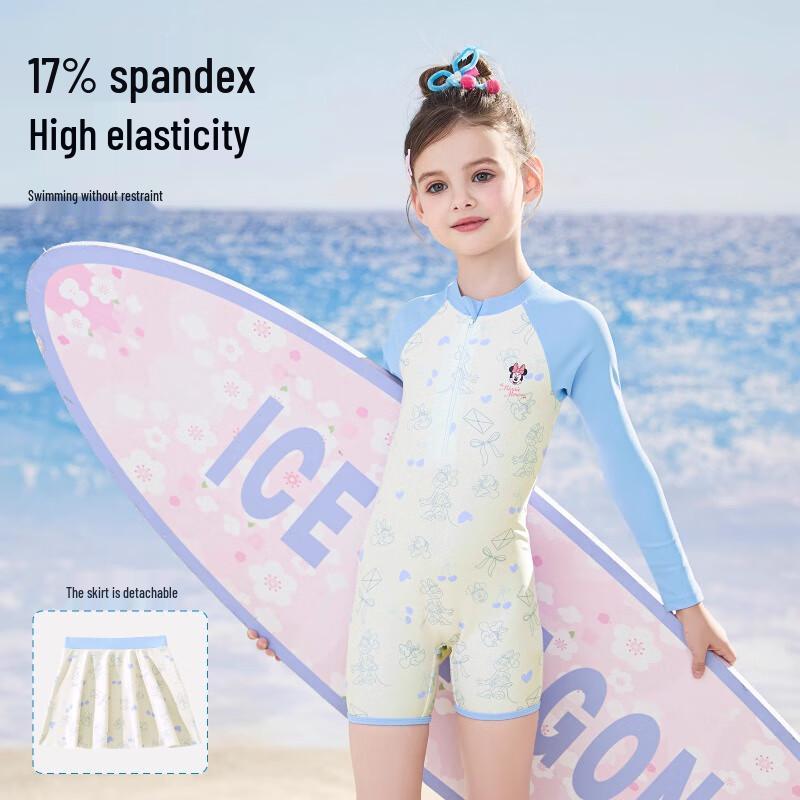 Disney Girls' Long-Sleeve One-Piece Sun Protection Swimsuit
