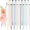Fruit Sticks Stainless Steel Mixing Stick Long Handle Decoration Drink Stirring Reusable Ball Peen Stirring Rod Kitchen Drinks