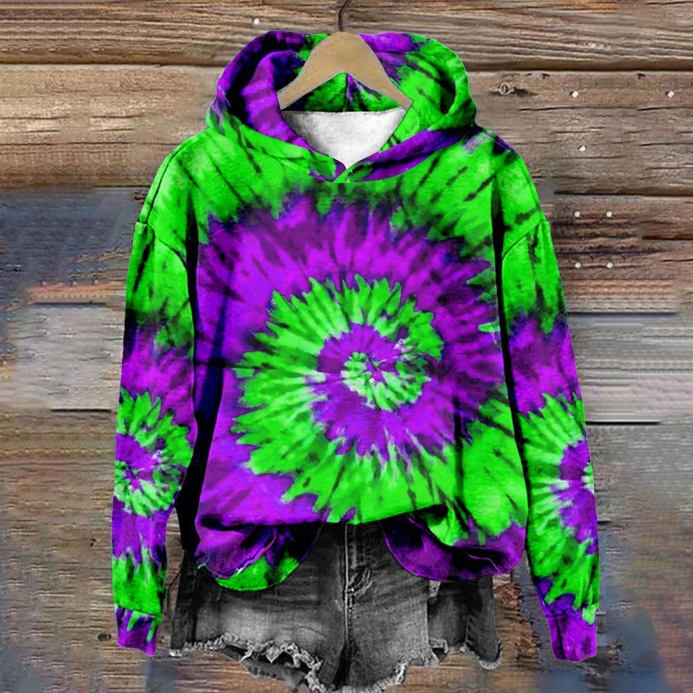 Fashion Colorful Tie Dye 3D Print Hoodies Women Autumn Hooded Sweatshirts Street Pullover Y2K Top Tracksuit Unisex Coat