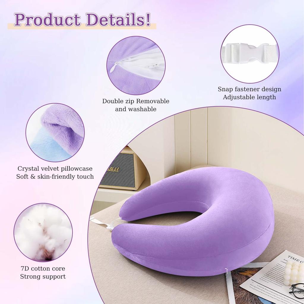 Ergonomic Gaming Pillow, Velvet U-Shaped Lap Cushion with Memory Foam for Long Sessions, Arm Support Reading Pillows for Bed & Sofa