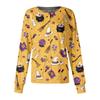Women's Halloween Print Long Sleeve Button Front Cardigan for Costume Party and Casual Outwear