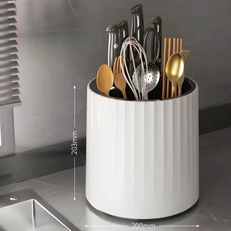 Kitchen Stroage Holder Chopstick Spoon Cutlery Organizer Rotatable Countertop Utensil Drainage Holder