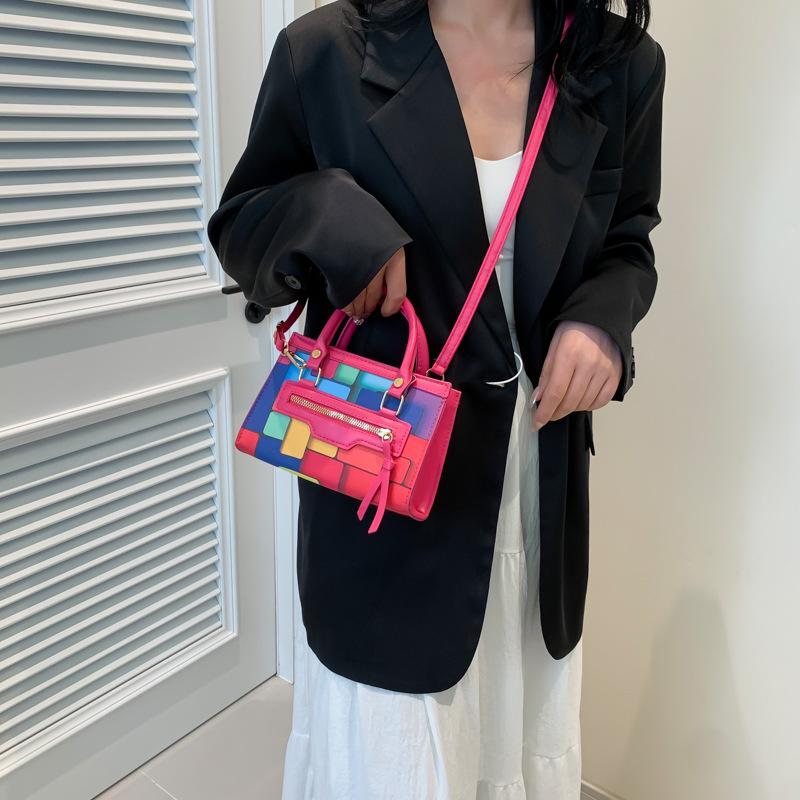 Neue Sommer Kontrastfarben Spleißen Einfache und Modische Handgehaltene Schulter Kleine Quadratische Tasche Lässige Ein-Schulter Umhängetasche