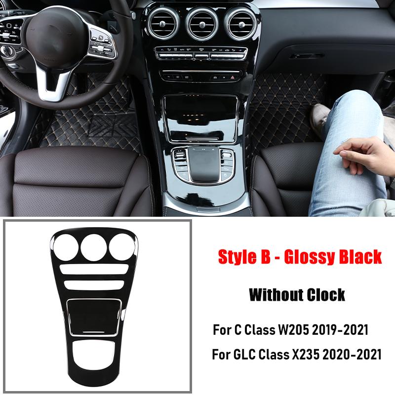 ABS Car Center Console Gear Shift Panel Cover Trim Sticker For Mercedes Benz C GLC Class W205 X235 2015-2021 Auto Accessories