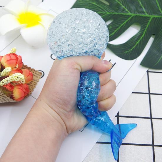 Bead-Filled Shark Squeeze Toy Stress Relief Blue Dolphin Sensory Toy Soft Stress Ball Simulation Sea Animal Pinch Fidget