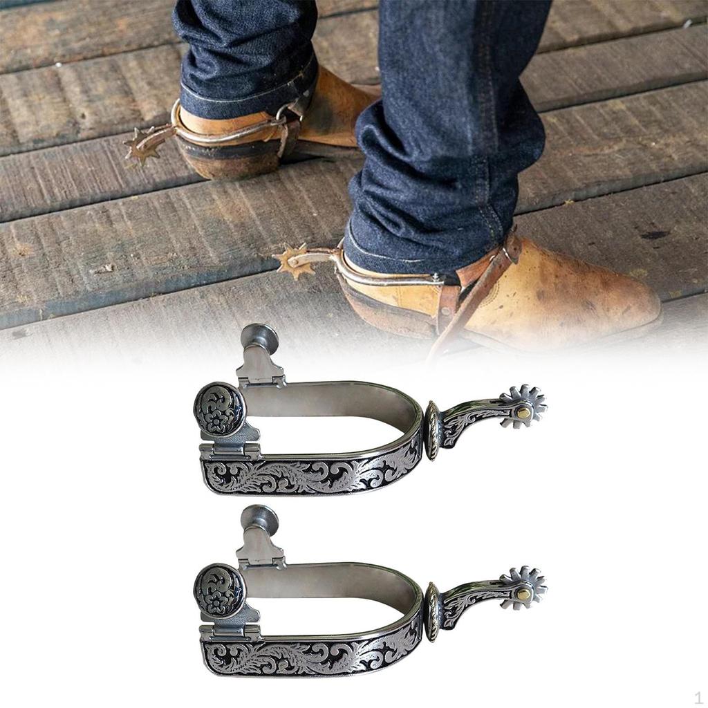 2x Horse Spurs Riding ანტიკური სტილის უჟანგავი ფოლადის Western Cowboy Boot