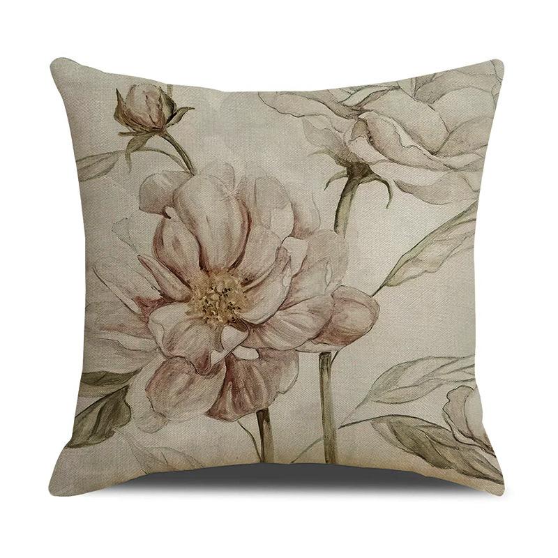 Retro Plant Flowers Throw Pillow Covers With Digital Printing Of Short Plush Fabric Car-Shaped Sofa Cushion Office Home Decor