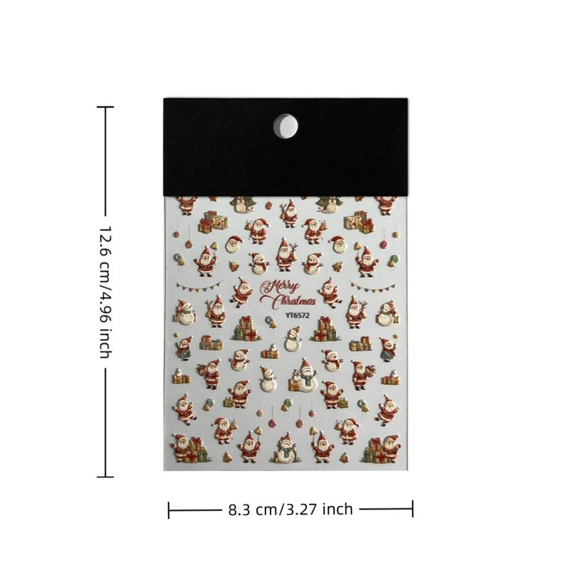 Weihnachts-Nagelsticker Schneeflocken Relief 3D Weihnachtsbaum Weihnachtsmann Elch Schneemann Cartoon Tragen Nagelsticker Maniküre Dekor