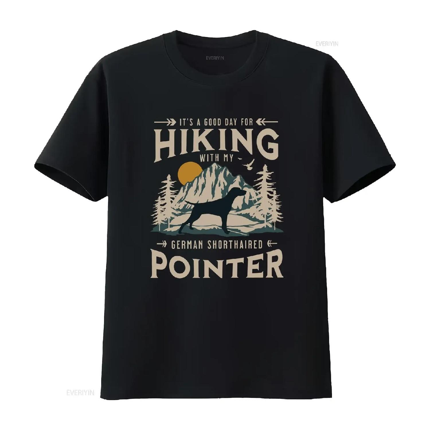 German Shorthaired Pointer Hiking T Shirt GSP Dog Mom Shorthair vintage Washed Slightly fashion designer clothes Breathable S чёрный