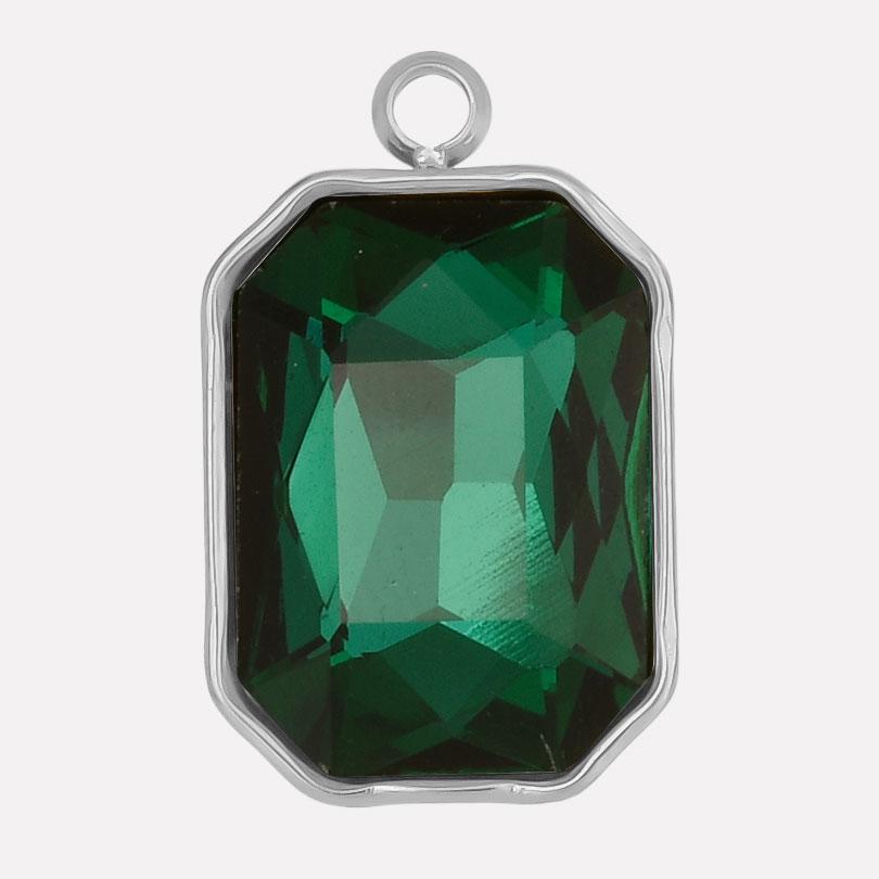 High Quality Big Glass Rhinestone Stainless Steel Rectangle Charms For Jewelry Making Supplies Real Gold Plated No Fade Pendants