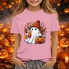 Kids Halloween Printed Short Sleeve T-Shirt Neck Relaxed Fit Casual Top for Boys and Girls