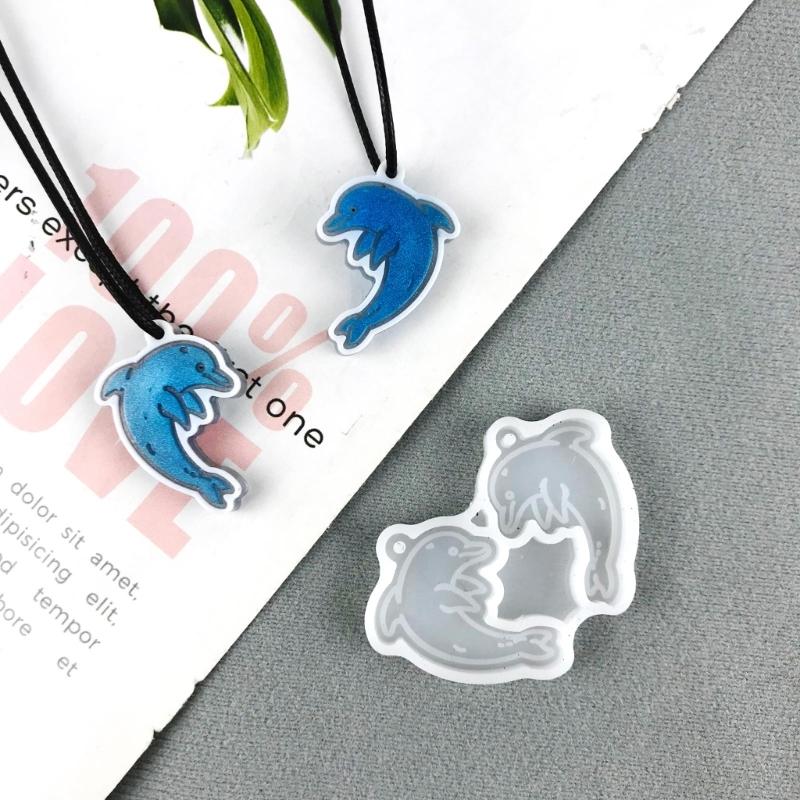Keychain Silicone Mold Keychain Charms Resin Mold Dolphin Epoxy Resin Casting Molds for DIY Crafts Car Home Decors