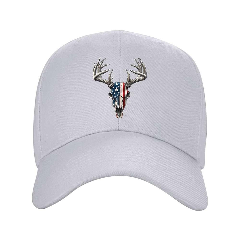 Hirschschädel Amerikanische Flagge Baseballkappe Verstellbar Unisex Outdoor Reise Modehut