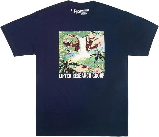 Lifted Research Group LRG Mens Waterfall Graphic Navy Blue Shirt NWT Medium S