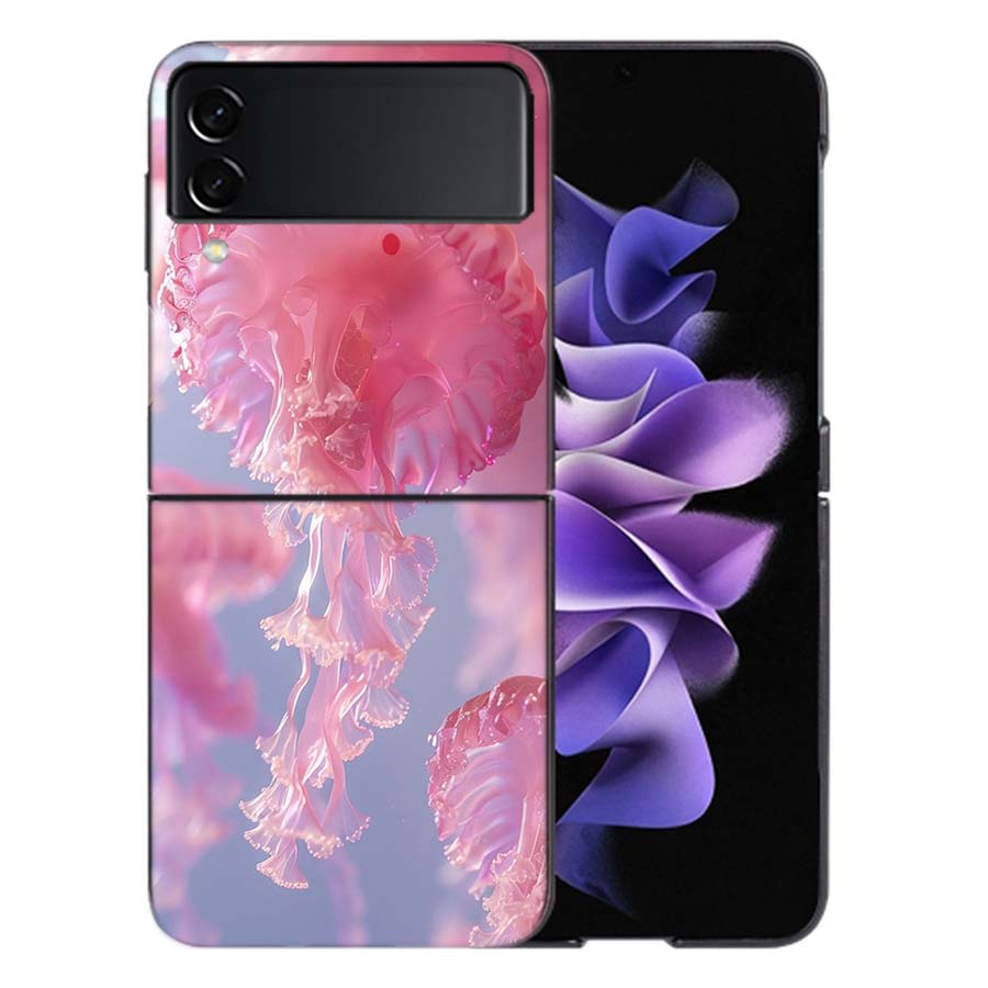 Enchanting Neon Jellyfish Coque For Samsung Z Flip7 6 Galaxy Case Shockproof Z Flip5 Z Flip3 4 5G Hard Cover Phone TPU PC Hard