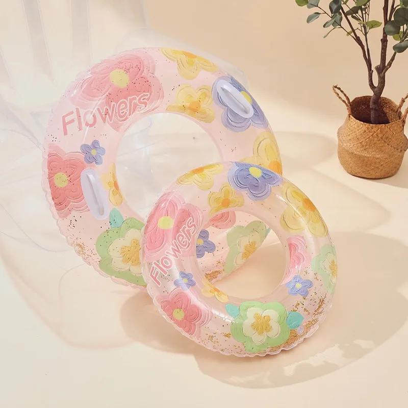 Spring Flowers Inflatable Toy Summer Swimming Ring Outdoor Pool Playing Inflatable Floating Water Toys for Kids Adults