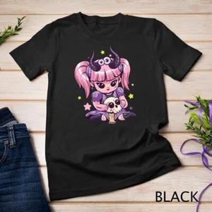Kawaii Pastel Goth Cute Creepy Girl Skull Demon Evil Girl Unisex T-shirt 1 L