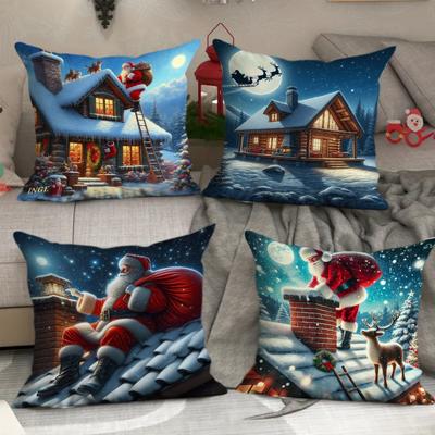 Weihnachts-Kissenbezug für Zuhause Cartoon Sofa Kissenbezug Bedruckt Wohnzimmer Dekoration Kissenbezug