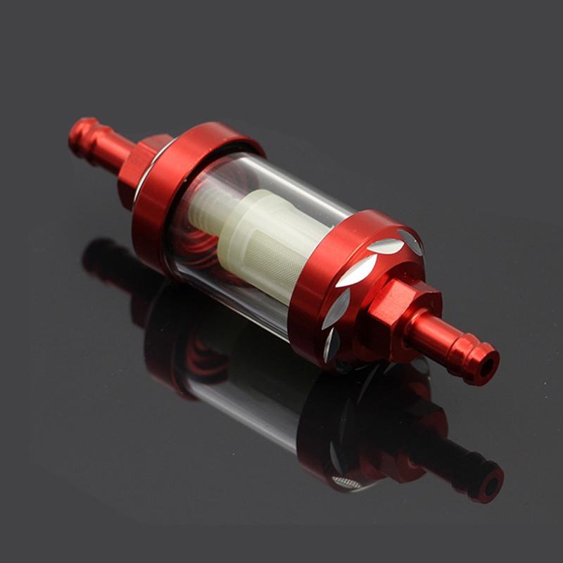 Motorcycle Gasoline Filter 8mm CNC Aluminum Universal Alloy Glass Gas Fuel for Motocross Bike ATV Quad Parts Accessories