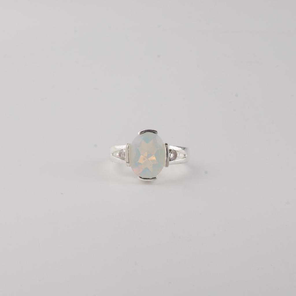Milky Opal Gemstone 925 Sterling Silver Partywear Elegant Ring For Gift CZR-18-15