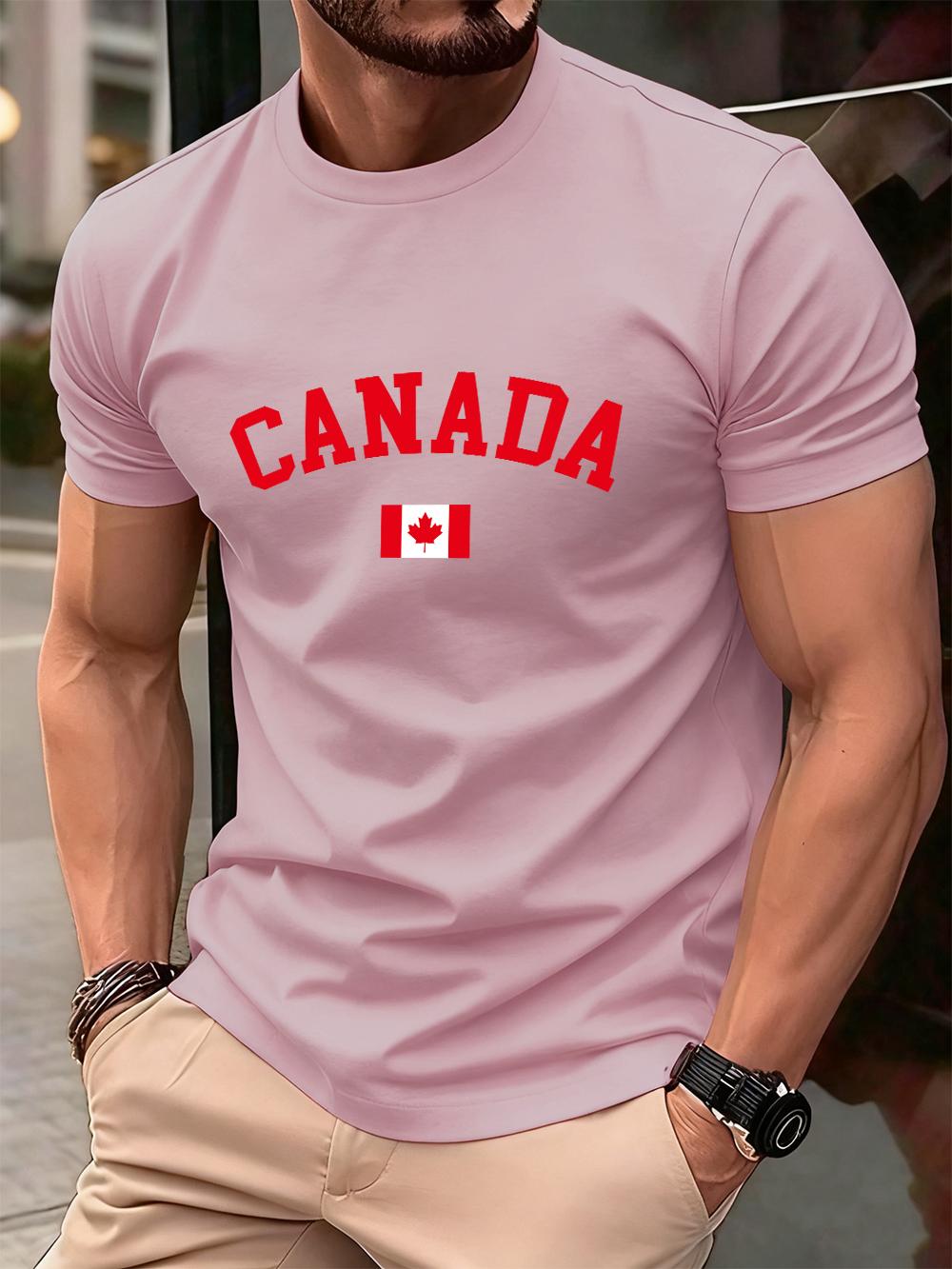 

Canada Text With Flag Printed Cotton TShirts MenS Summer Short Sleeve T Shirt Soft Oversized ONeck Tops Basic Mens Clothes S