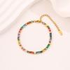  Titanium Steel European and American Light Luxury Style Straight Couple  Versatile Temperament Advanced Sense Color Zircon 