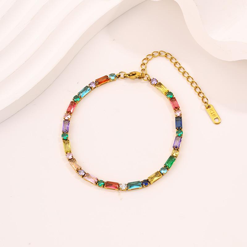 Titanium Steel European and American Light Luxury Style Straight Couple Versatile Temperament Advanced Sense Color Zircon