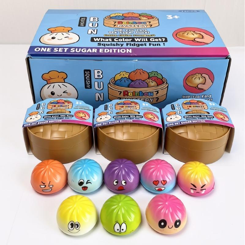 Stress Relief Squeezeable Steamed Bun And Char Siu Bun Emoji Pu Slow Rebound Toy For Kids Cute Squishy Toy Sloth  Squishmallow
