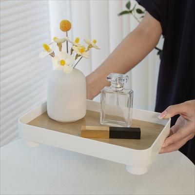 Square Wooden Desktop Storage Tray Multi-Function Clutter Storage Dressing Table Cosmetics Box Durable Large Capacity Key Tray