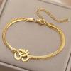 LIKGREAT Vintage Aum OM Symbol Armband Edelstahl Zweilagige Kette Armbänder Buddhistisch Hindu Yoga Schmuck für Damen Geschenk