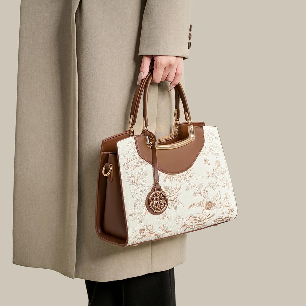 Handbag Women'S High-End Fashion Embroidery Shoulder Bag Large Capacity Mom Bag Tote Bag Tide