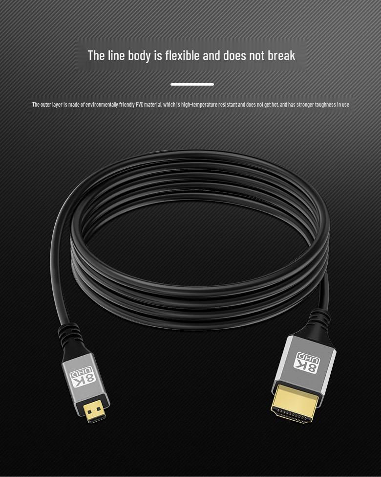 8K HDMI To Micro HDMI 2.1 Cable for Computers, TVs, Cameras, and SLRs