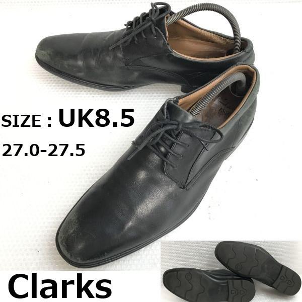

Clarks Genuine Leather Plain Toe Shoes Black UK8.5 Business Dress Shoes(USED)
