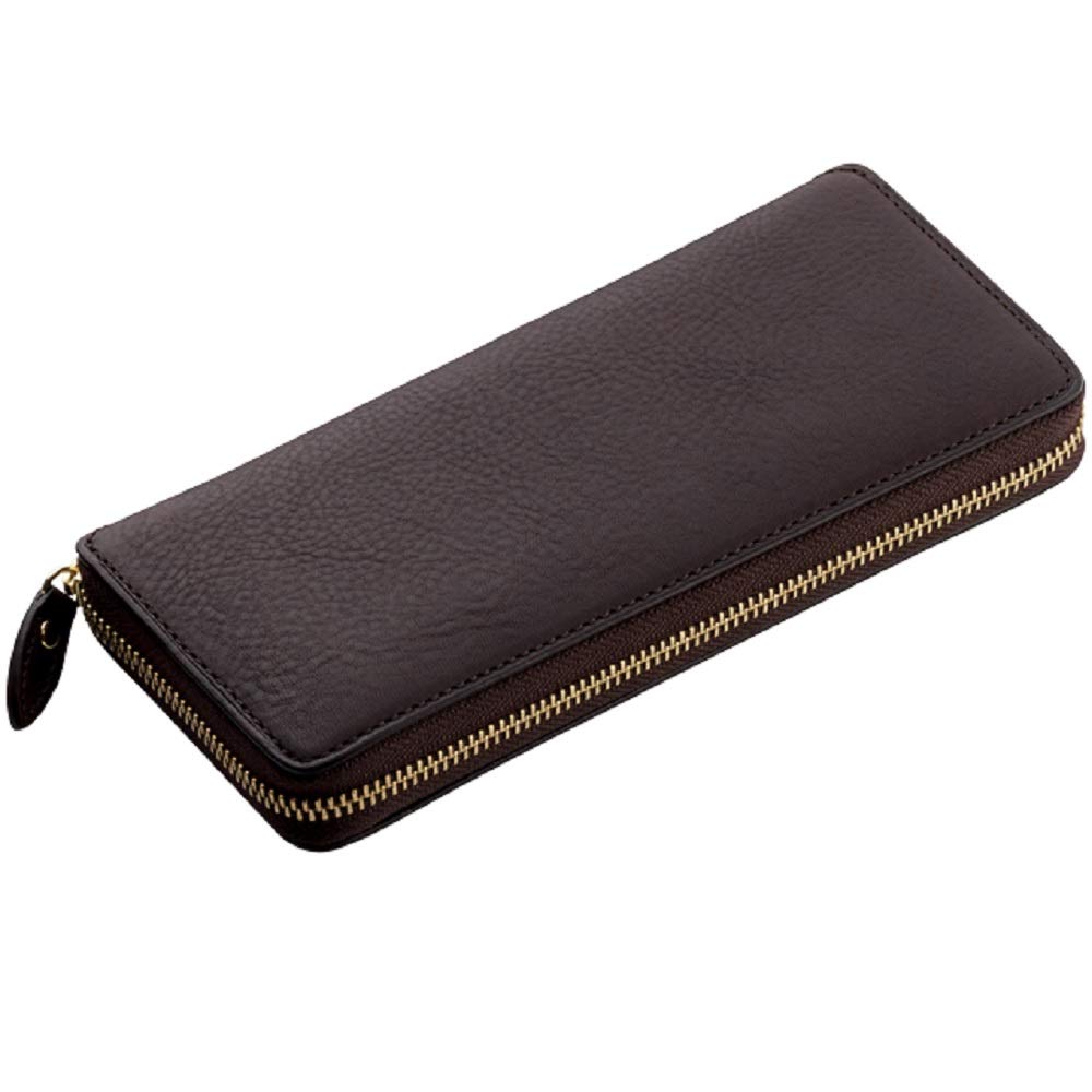 Bralio Minerva Long Bill Holder with Round Zipper, Chocolate, 111-20