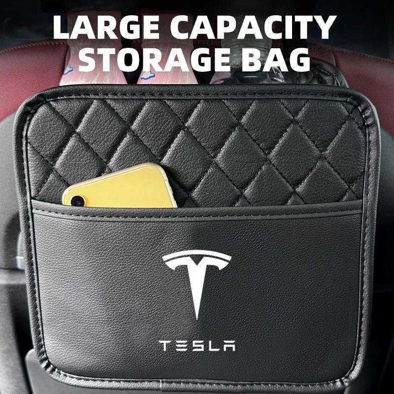 Autocollant de Voiture 2025 Nouveau Tesla Grande Capacité Sac de Rangement Portable Rangement Siège Auto Arrière Intérieur Pour Tesla Roadster Modèle S