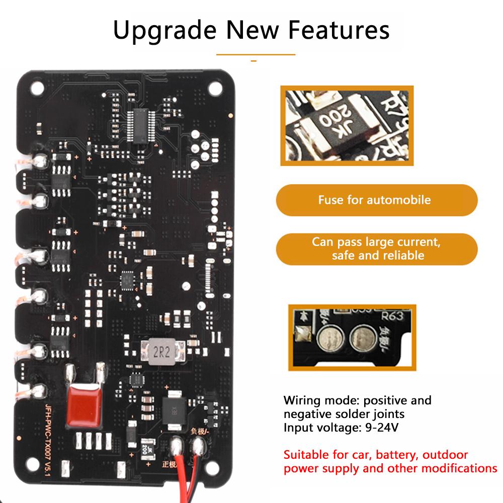 20W Typ-C für Qi-Funkladegerät Sender-Modul Platine mit 3 Spulen 5V 9V 12V Für DIY Auto Outdoor Stromversorgung