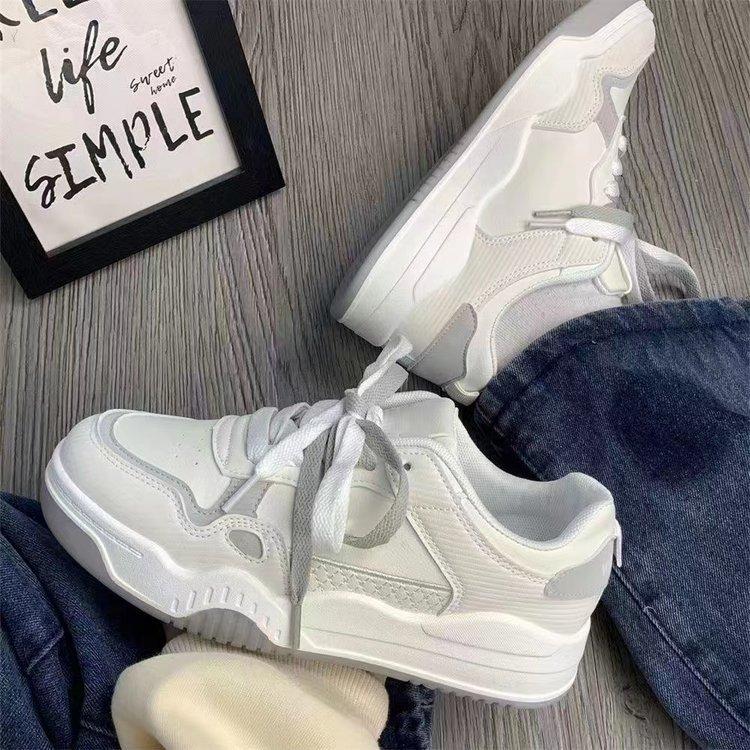 Spring New Muffin Thick Bottom Color Matching Fashion Sneakers Women's Two-Color Lace-up Ladies Casual Sports Single-Layer Shoes Women