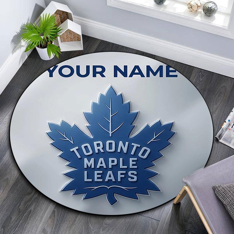 Custom Name,Toronto Maple Leafs pattern round rug,Carpet Rug for Living Room Bedroom Playroom ,Non-slip Floor Mat,Holiday Gifts and Birthday Gifts.