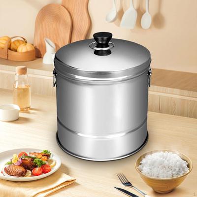 Stainless Steel Rice Cooker Cooking Pot with Inset Draining Basket, Large Cooling Bowl