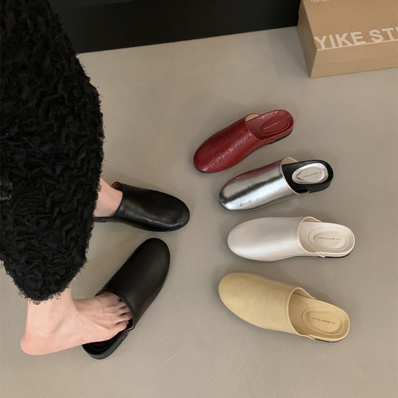 Fashion Bailamos New Brand Women Slipper Fashion Round Toe Slip On Mules Shoes Soft Flat Heel Outdoor Casual Slides Mules Shoes