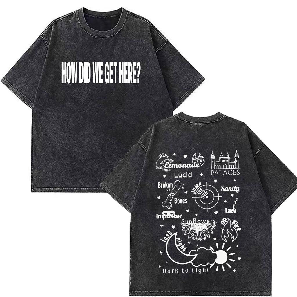 Louis Tomlinson How Did I Get Here Tour 2026 Print Vintage Washed T Shirt Men Women Hip Hop Tshirt Cotton Casual Loose Tshirs