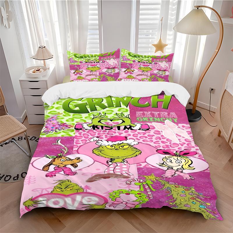 1Pc Grinch Christmas Pink Theme Bedding