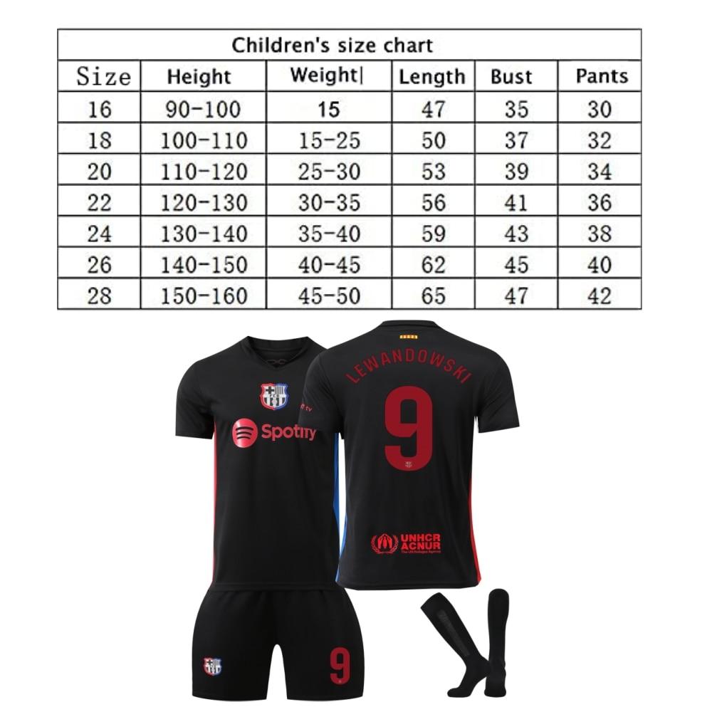 Barcelona Lewandowski 2024/25 Home Jersey Set Black Fan Version Soccer Uniform