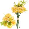 Yellow Artificial Rose Bouquet 6Pcs Flowers Like Real Dense Beautiful Roses