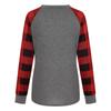 Women's Fashion Plaid Patchwork Christmas Print Round Neck Long Sleeve T-Shirt Top