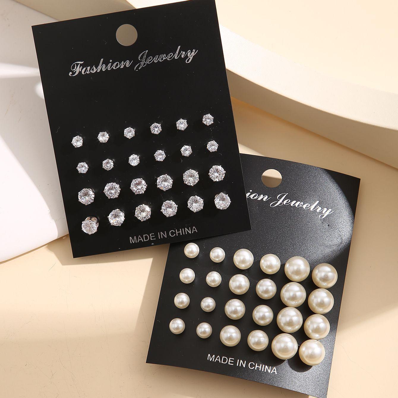 

17KM Набор из 24 предметов модных, простых, универсальных и высококачественных серег для женщин, серьги с искусственным жемчугом и цирконием, ювелирные аксессуары