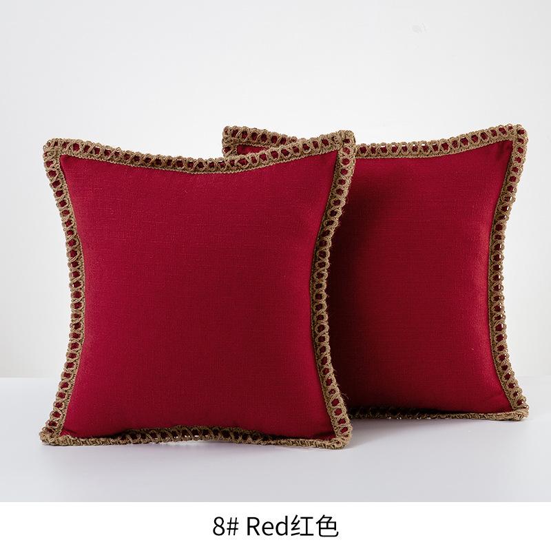 

Solid Color Cotton Linen Pillow Cover with Jute Rope Trim Boho Decorative 45x45cm Cushion Pillow Case for Sofa Bed Living Room 30x50cm