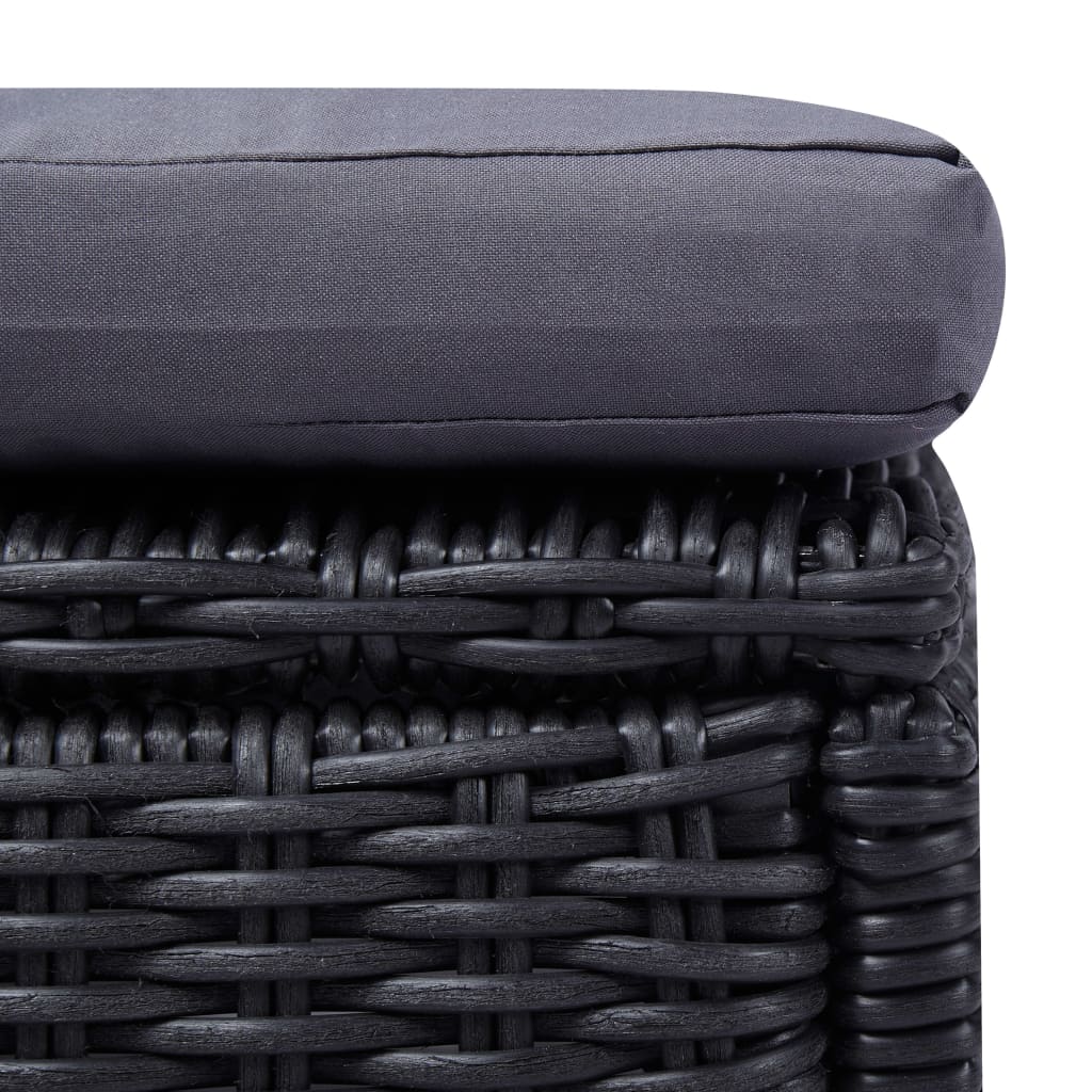Sun Lounger Poly Rattan Black and Dark Grey
