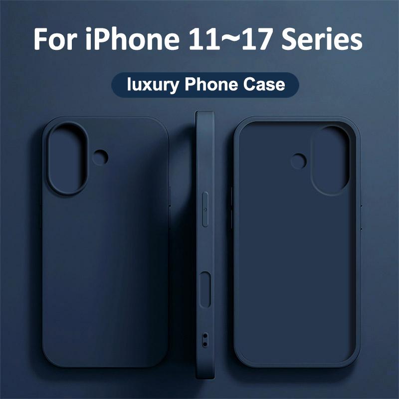 Luxury Silicone Case for iPhone 17 16 14 12 11 13 15 Pro Max Fashion Shockproof Cover for Apple 17 Air 15 14 16 Plus Accessories